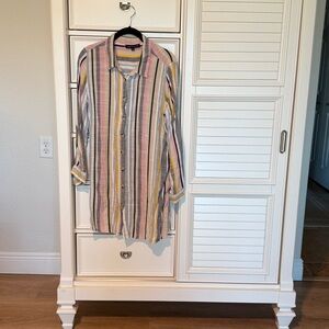Striped Button-down cover up. Size medium